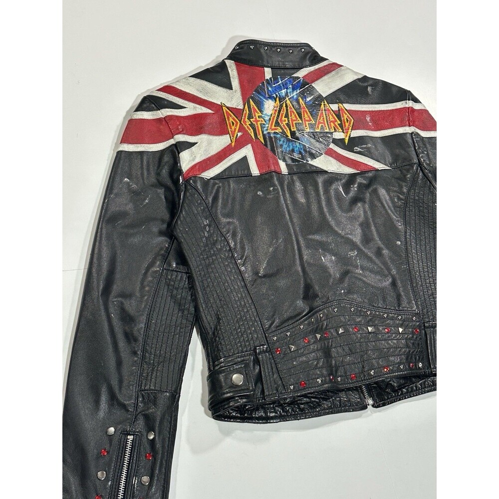 Wilson’s Leather Def Leppard Jacket Women’s Medium Studded Distressed Black Zip - Picture 4 of 15